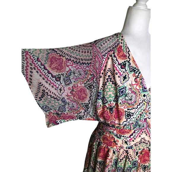 Anthropologie Maeve Siya Kimono Mini Dress Ruched Waist Floral Feminine Sz: 0 - Picture 14 of 15